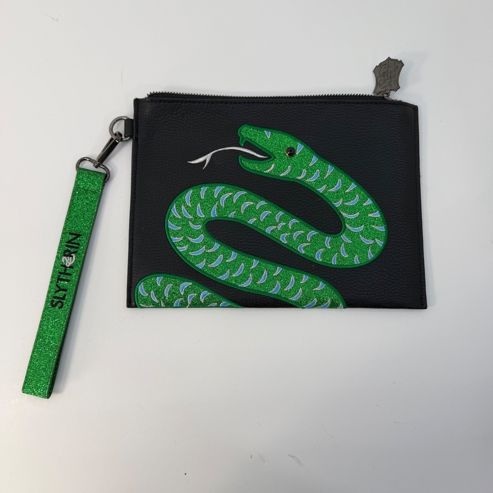 Harry Potter Danielle Nicole Slytherin Snake Pouch Wristlet Clutch Black Green